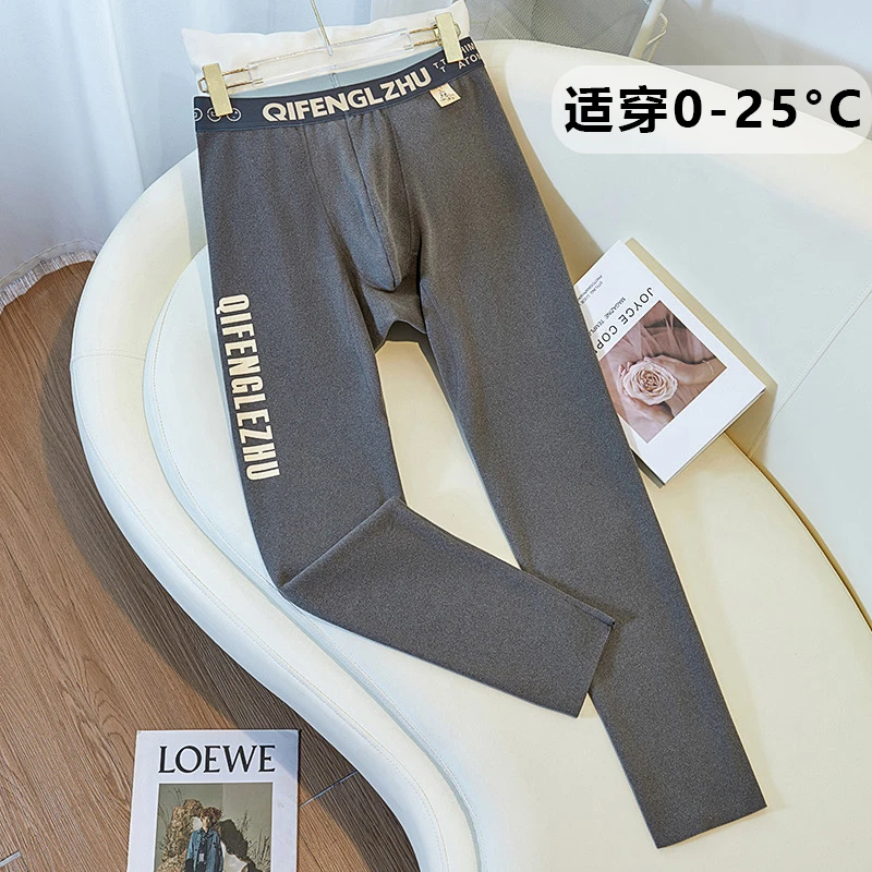 加绒加厚男士保暖裤秋冬季男生秋裤德绒发热无痕打底裤棉裤毛绒裤