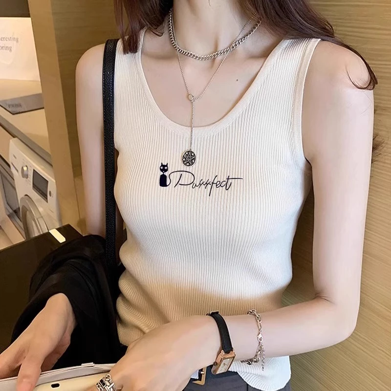 欧货白色针织吊带背心女内搭打底夏外穿修身显瘦短款时尚气质上衣