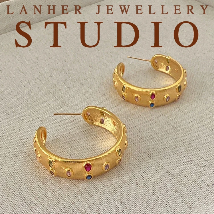 铜合金耳饰 【 拉丝圈圈耳环】新中式小众耳圈时间百搭简约耳饰1122