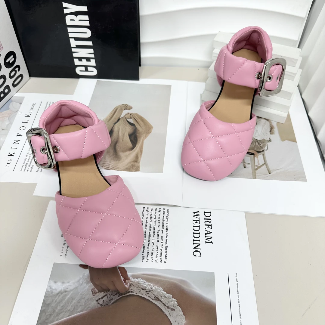 女款-春夏平底一字扣包头女凉鞋[AM]2121-6