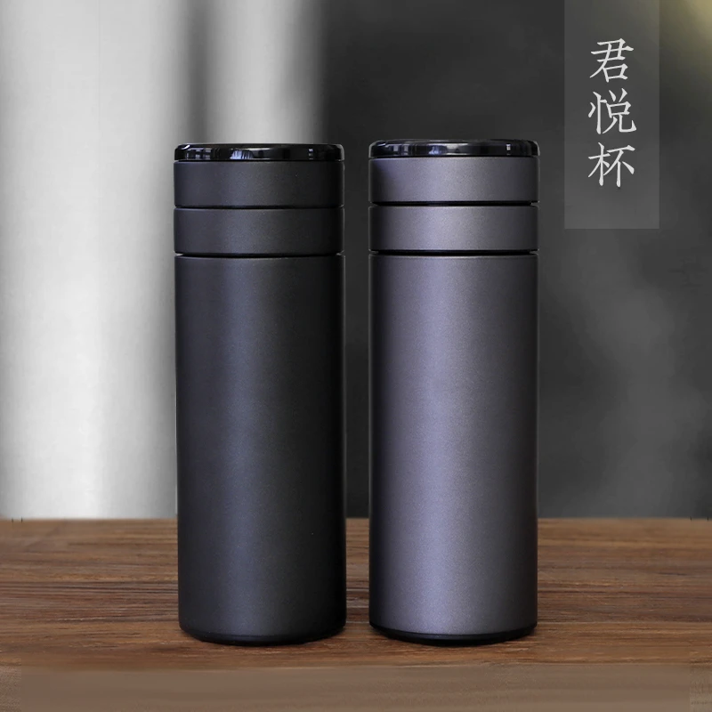 足银银制品 大容量君悦水杯999足银高档保温杯简约商务泡茶水杯