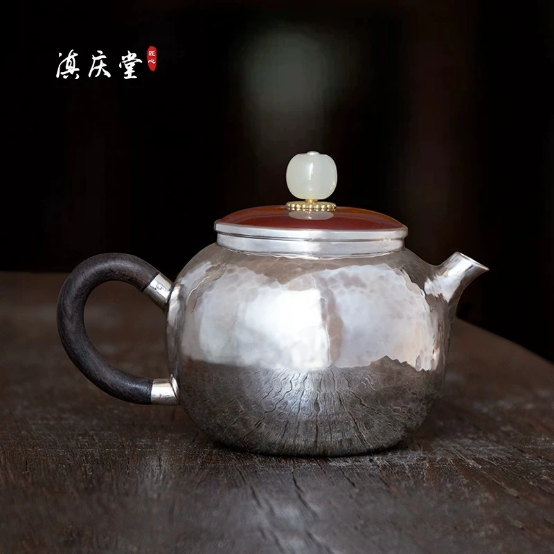 滇庆堂提梁壶陶瓷一张打复古纯手工盖泡壶锤纹小壶999泡茶壶家用