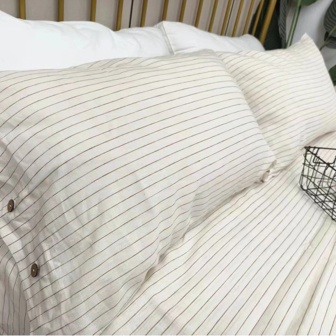 【条纹床单】汉麻色织红条纹枕套床单