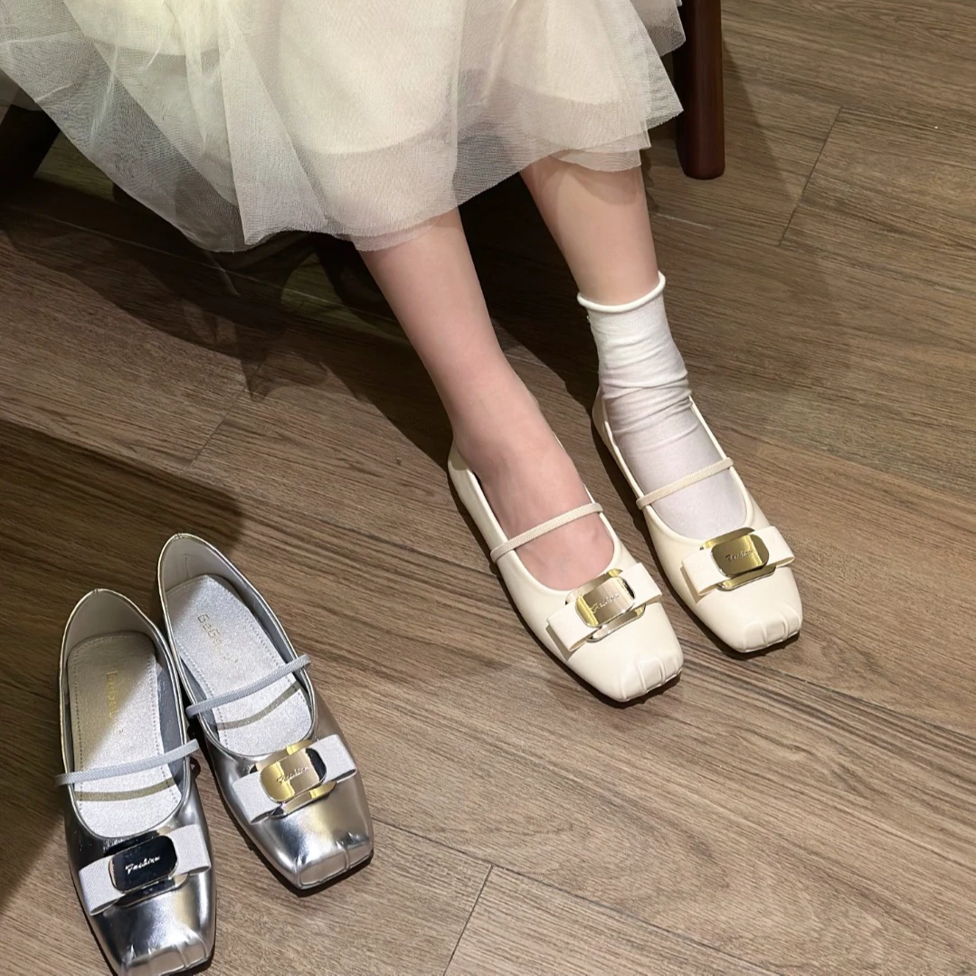 5-419-韩MM-“梦幻芭蕾”浅口玛丽珍鞋女粗跟浅口芭蕾风单鞋