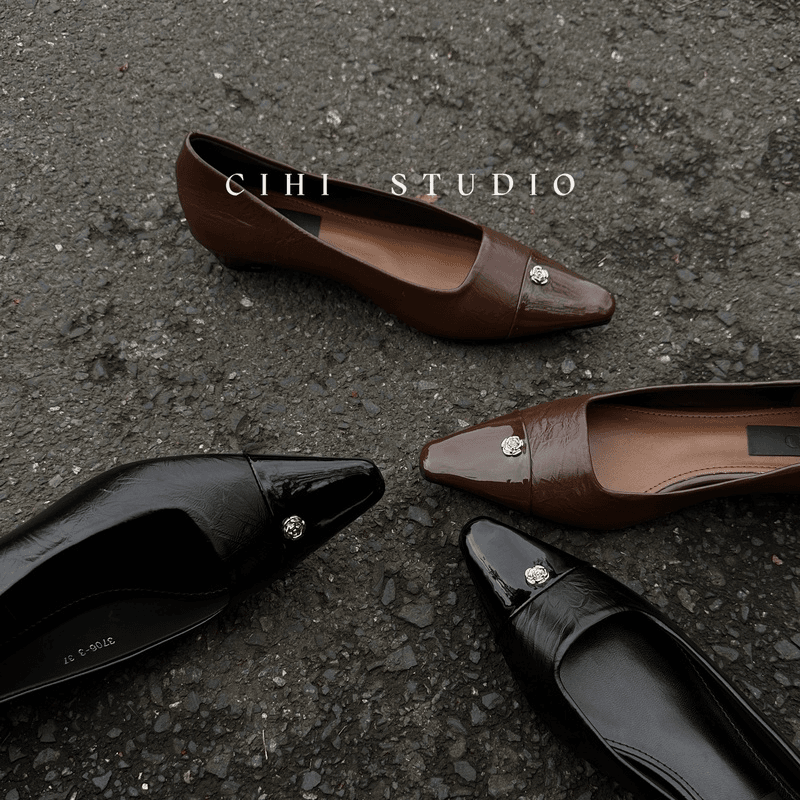 5-398-霧漫江南-春季通勤百搭尖头单鞋女鞋浅口低跟一脚蹬