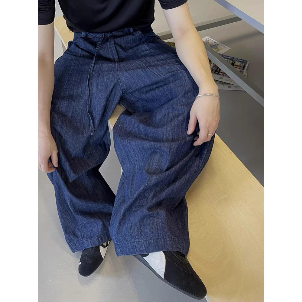 dannyandzee秋季百搭复古慵懒松弛感宽松阔腿薄款牛仔长裤SW488