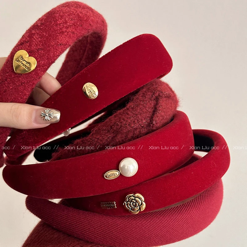 红系简约百搭海绵发箍显白气质新款头饰2024