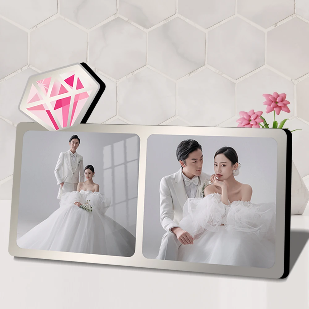 新款照片定制两宫格摆台相框摆件相册客厅相片装饰品居家相册框