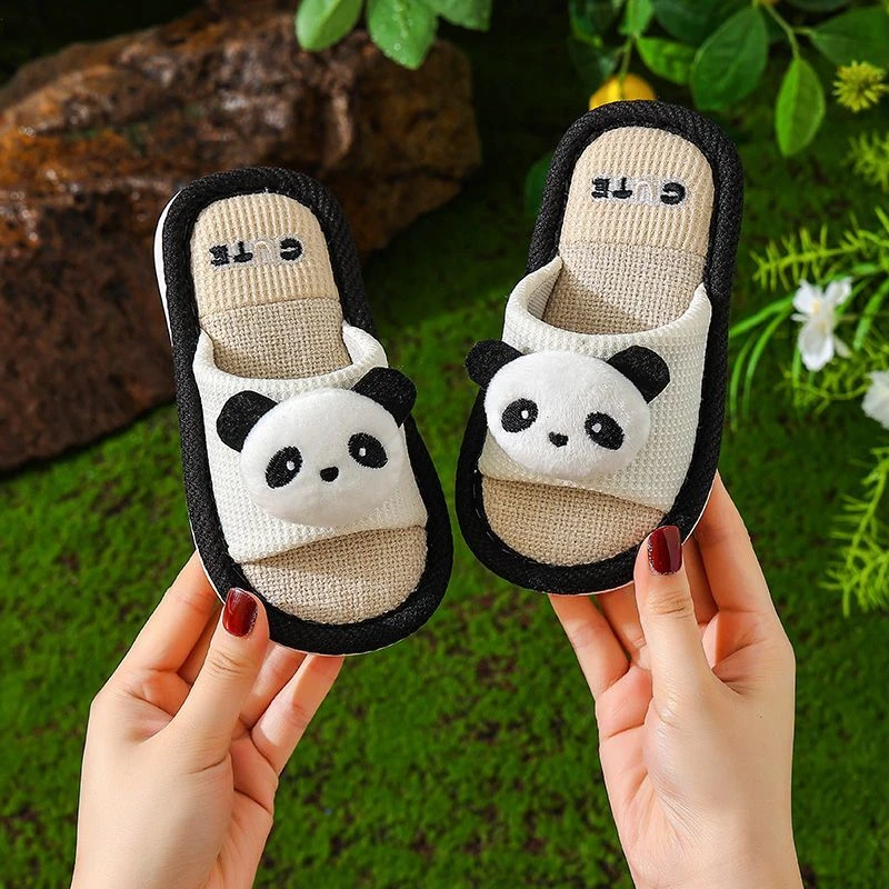 亚麻拖鞋儿童男孩厚底踩屎感家居室内透气防滑地板拖四季女孩宝宝