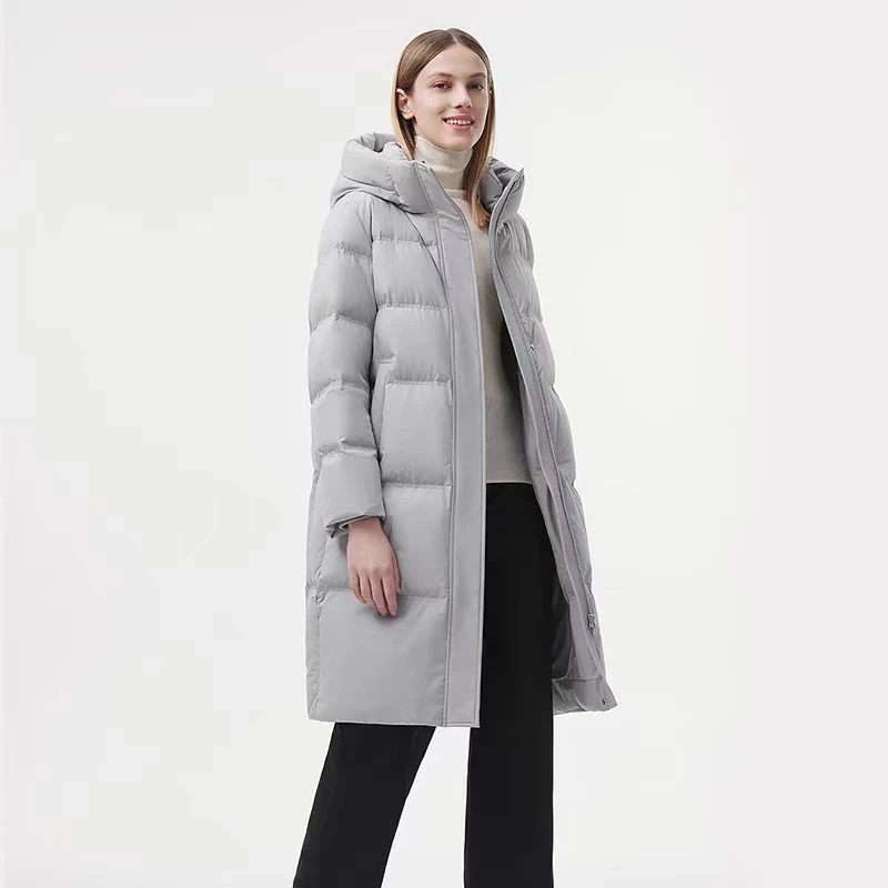 24冬季新款女经典版型中长款连帽羽绒服遮肉显瘦TBF510760