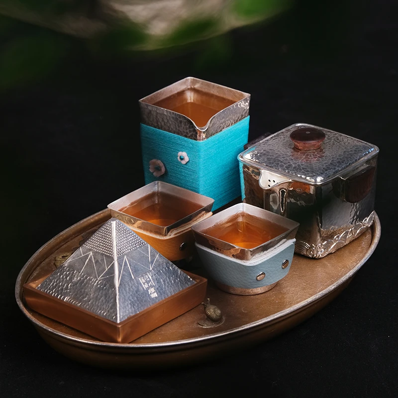 壶尔摩斯《日进斗金》茶具套装围炉煮茶茶壶礼盒茶杯茶滤足银999