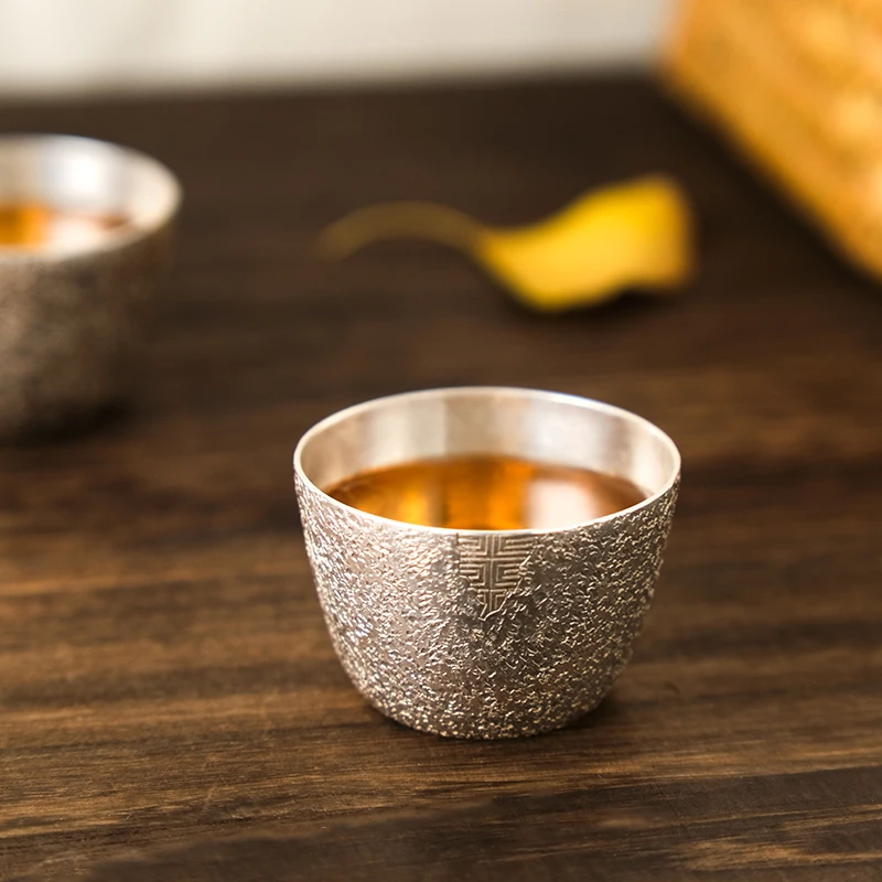 云雷小杯足银999茶杯酒杯约30g50cc家用喝茶主人