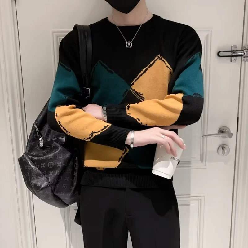 男士毛衣新款2023年秋冬季潮牌网红痞帅休闲内搭潮流针织衫打底衫