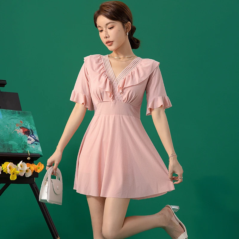 泳衣女大码加肥加大2024新款胖MM泳衣连体保守显瘦温泉游泳衣批发