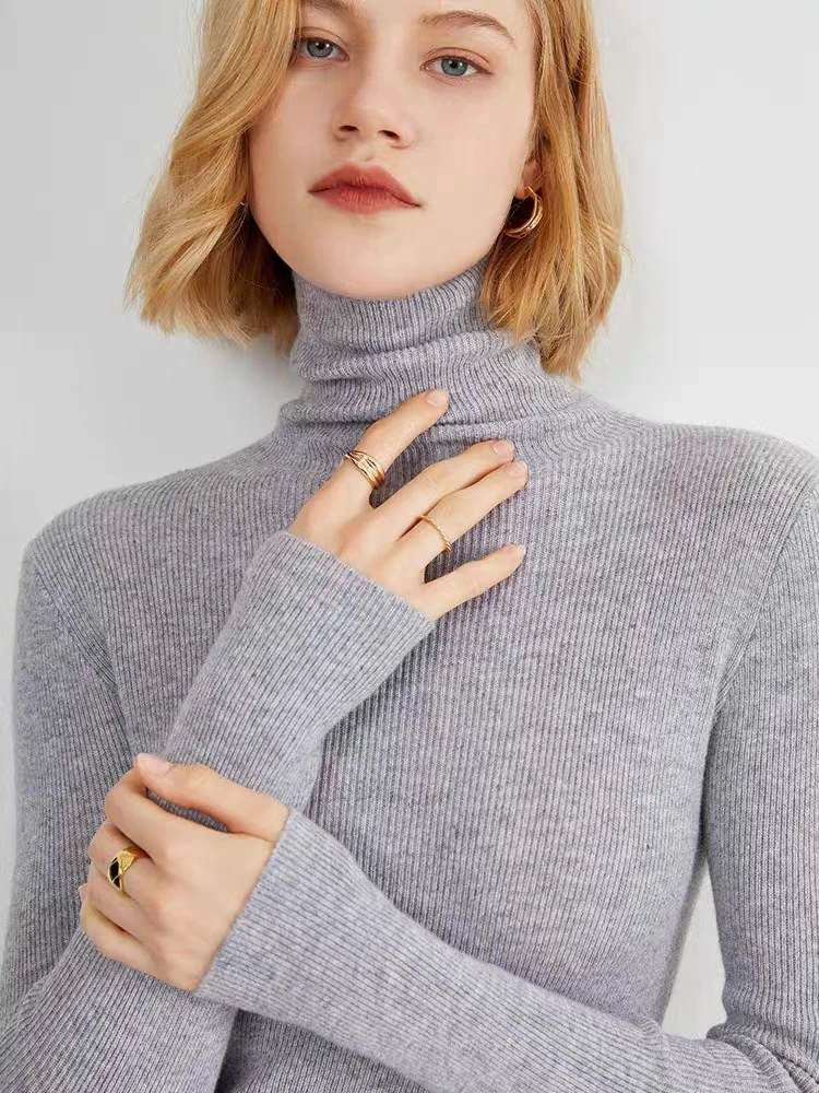 山羊绒正品设计师新款针织高领女上衣时尚百搭