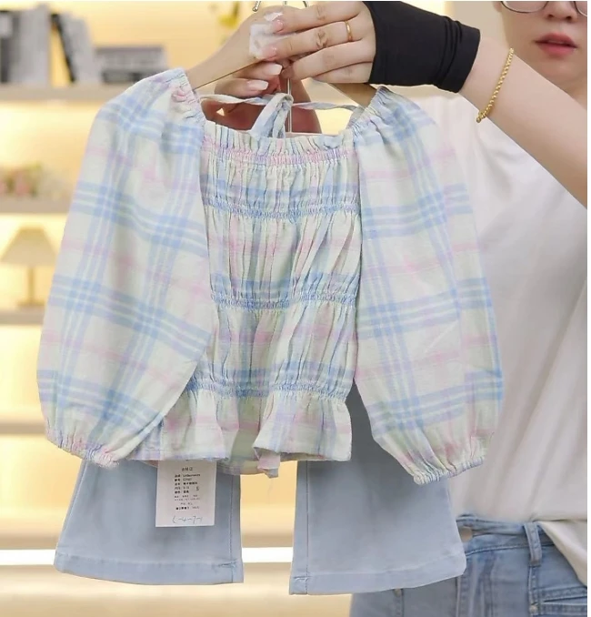 C1907宝藏衣橱上新格子娃娃衫