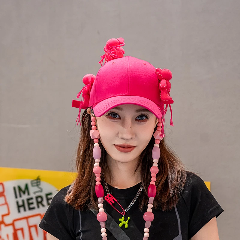 芽小七原创弗洛伊德熊棒球帽百搭萌妹新品四季鸭舌帽防晒原创小众