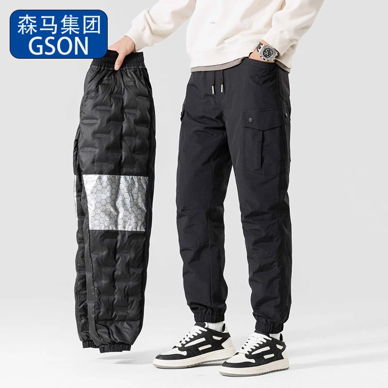 国潮品牌GSON冬季工装羽绒裤男士加绒加厚宽松保暖束脚休闲裤男