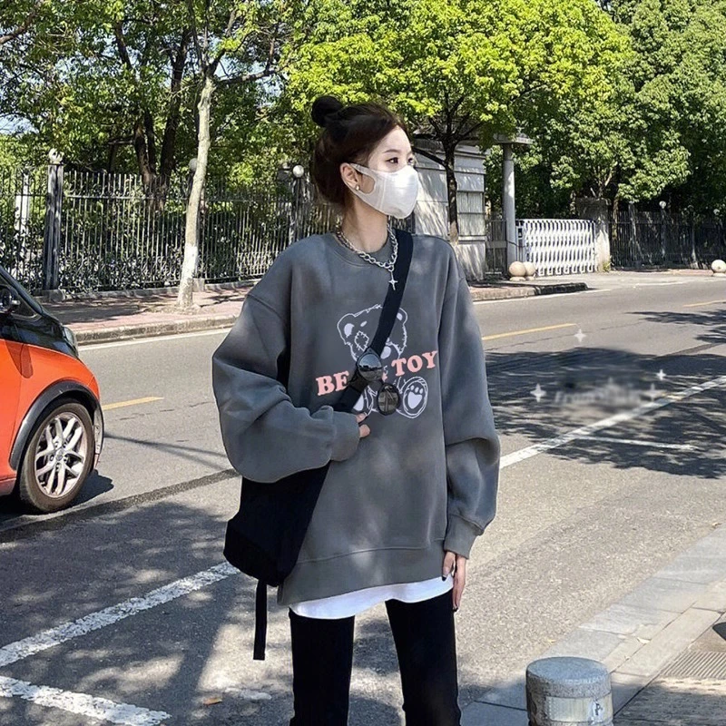 卫衣女2025春秋季新款爆款宽松中长款慵懒风外套秋季休闲宽松上衣
