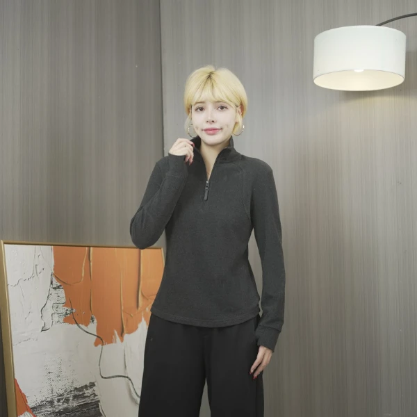 【冰冰推荐】387双面澳绒保暖加厚立领拉链休闲百搭套头打底气质