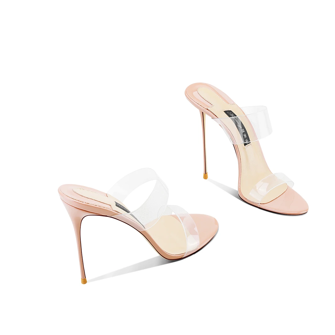 时尚透明凉鞋女款外穿精致细跟高跟高档气质小个子新款高跟拖鞋