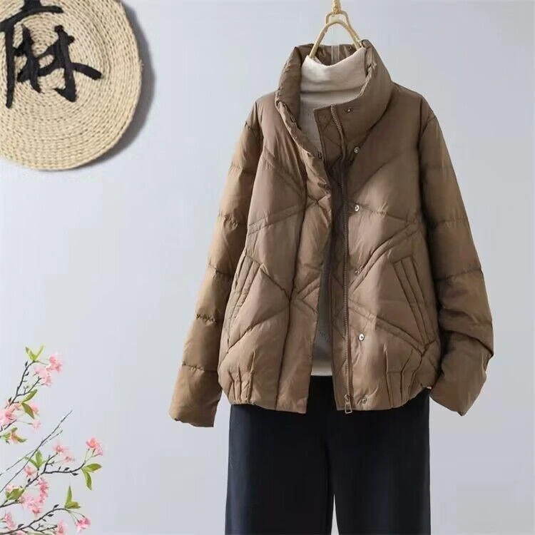 【涧蓝正品】2023冬季 90白鸭绒羽绒服休闲短款显瘦外套拉链加按扣