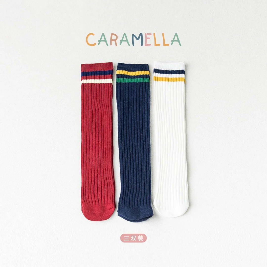 CARAMELLA儿童长筒袜子春秋季棉秋冬女童婴儿及膝过膝袜高筒袜