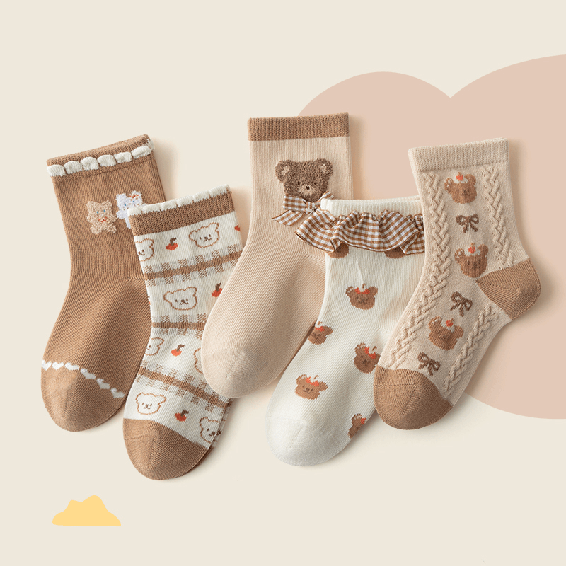 C-CARAMELLA小熊秋款中筒袜透气舒适儿童袜