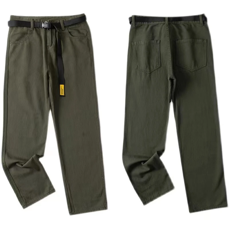 纯色春秋季工装直筒宽松中腰阔腿长裤男女款