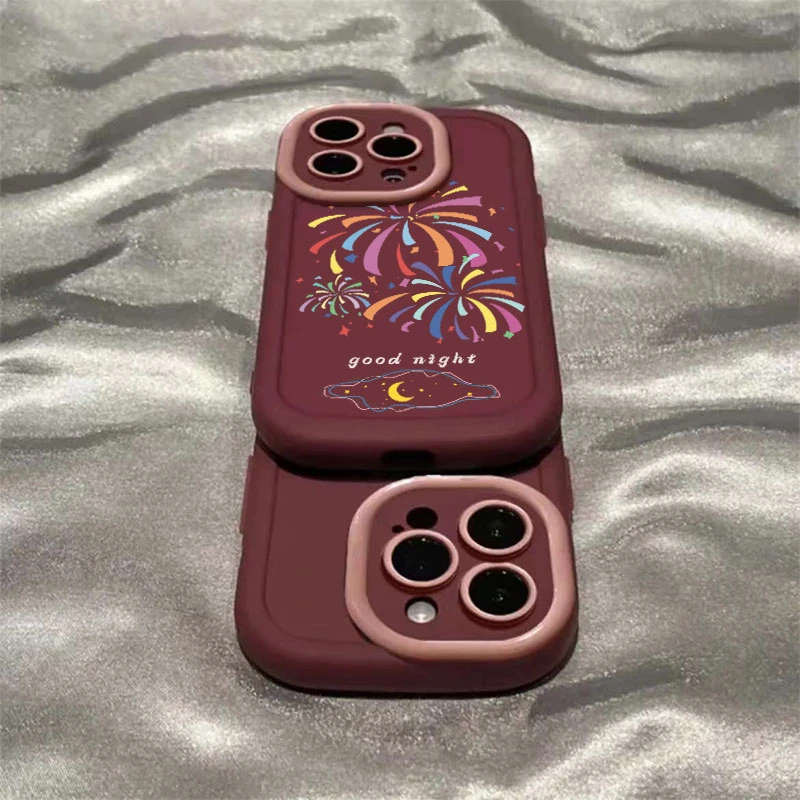 晚安礼花泡芙壳适用苹果15手机壳iPhone14promax全包13高级12/11