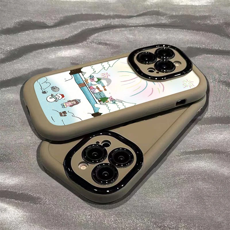冰天雪地泡芙壳适用苹果15手机壳iPhone14promax全包13高级12/11
