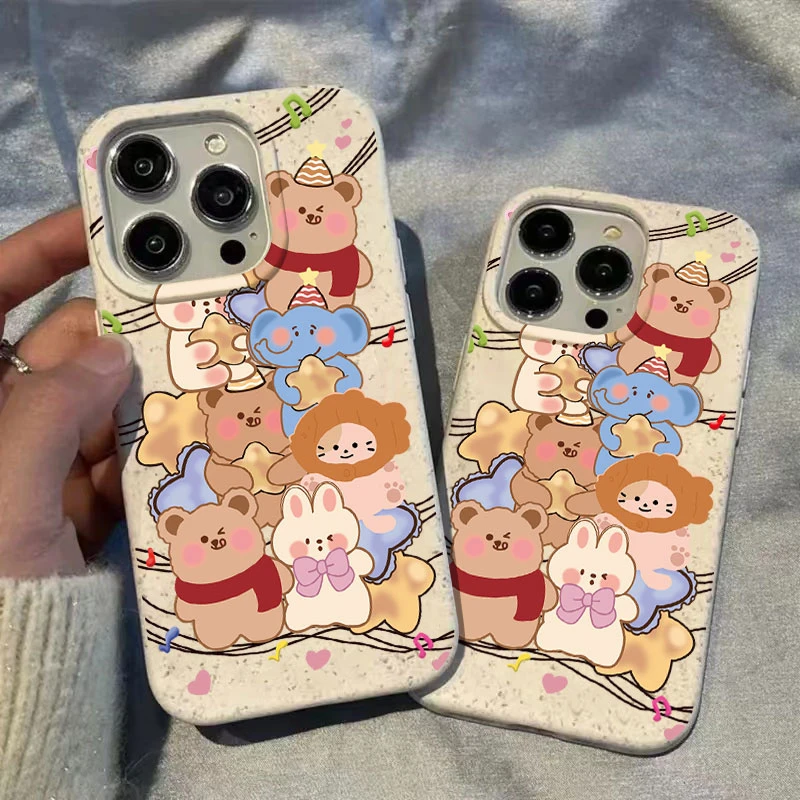 多种动物小麦壳适用苹果15手机壳iPhone14promax全包13高级12/11