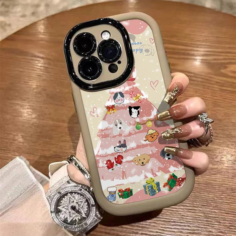 圣诞小狗泡芙壳适用苹果15手机壳iPhone14promax全包13高级12/11