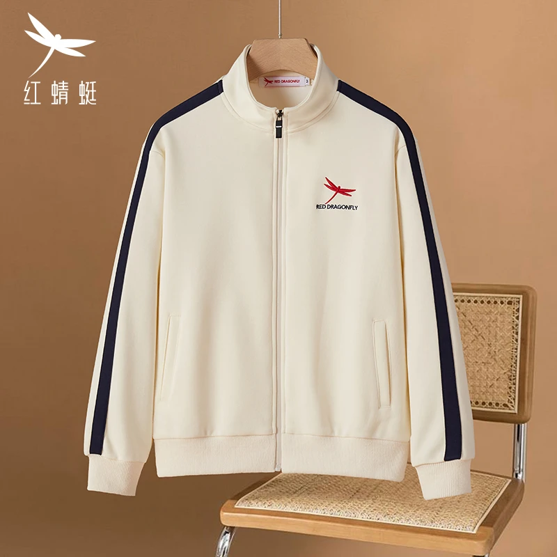 【红蜻蜓品牌】秋冬新款运动休闲外套时尚百搭韩版长袖立领开衫宽松