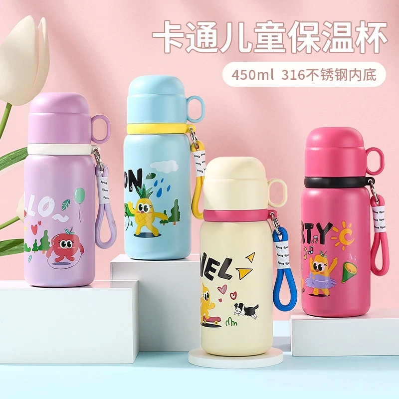 新款高颜值卡通水杯便携可爱涂鸦杯户外随行男女运动保温杯