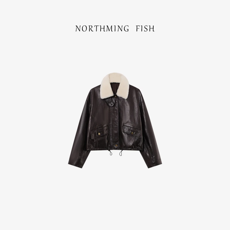 NORTHMING FISH「回潮1998」桑蚕丝填充 时髦复古绵羊皮夹克蚕丝服