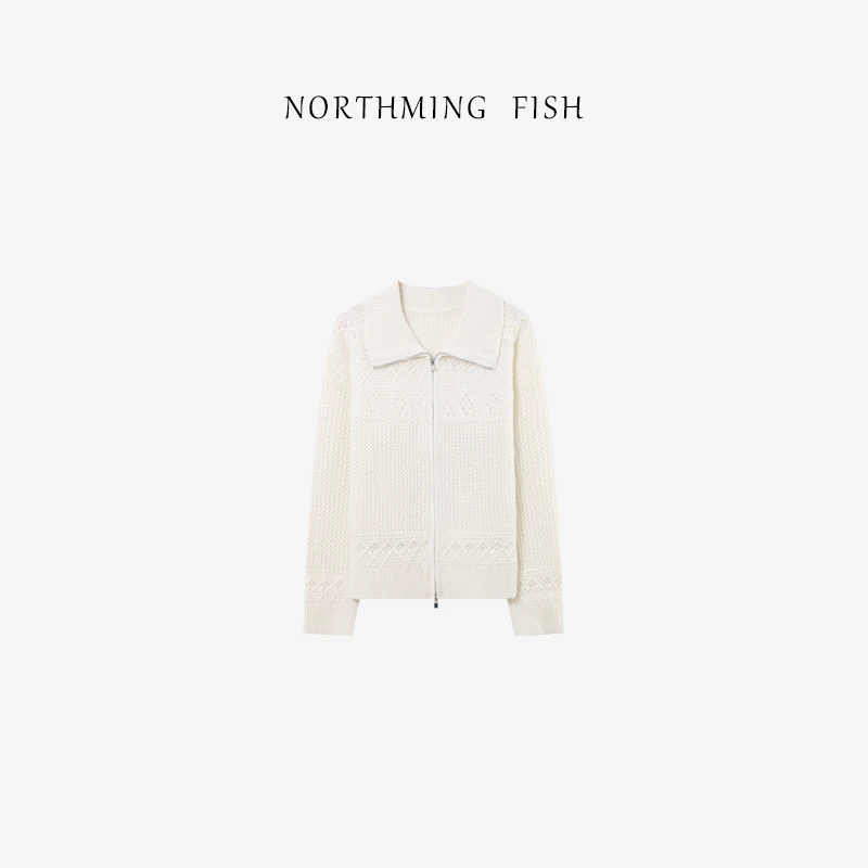 NORTHMING FISH「恋恋山茶」山羊绒&羊毛 费尔岛提花针织拉链开衫