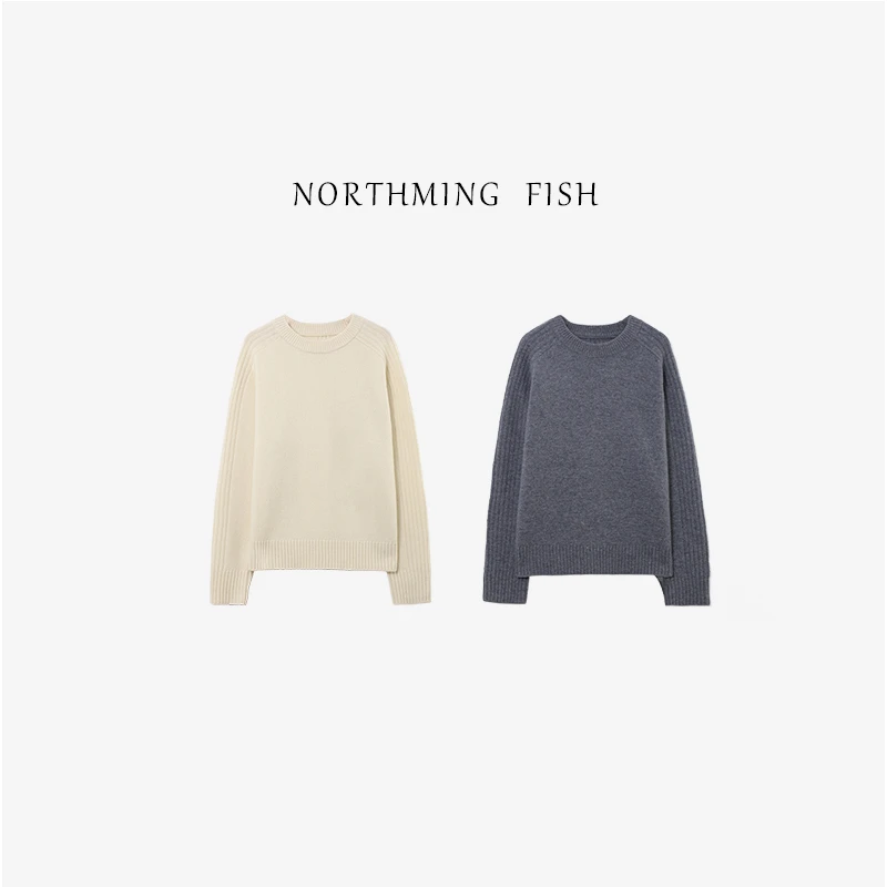 NORTHMING FISH「暗号」100%绵羊毛 暖冬温柔感圆领针织毛衣