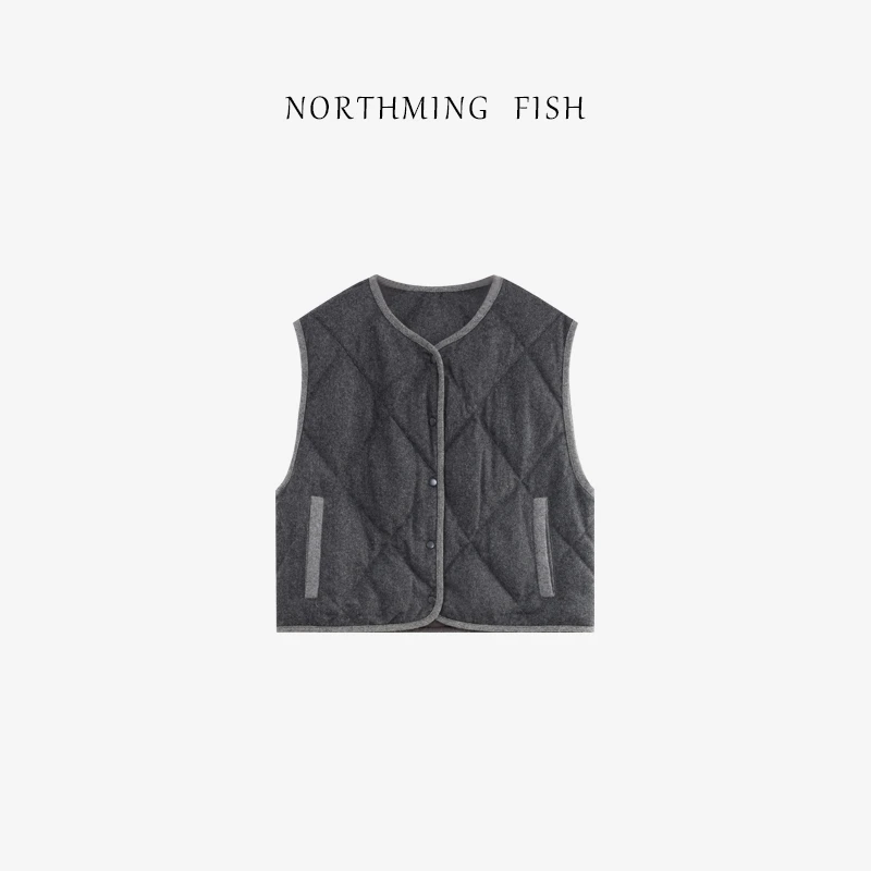 NORTHMING FISH「明洞社长」90绒子含量 双色精纺羊毛纱白鹅绒马甲