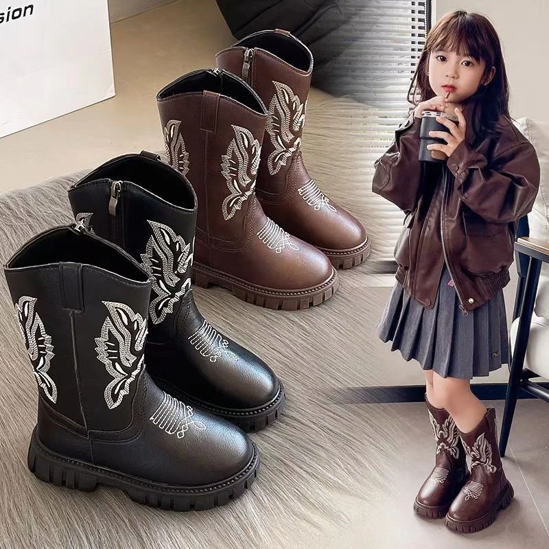 女童靴子2024新款春秋洋气儿童短靴秋冬马丁靴宝宝加绒时尚短靴