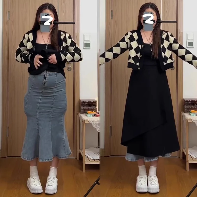 秋冬毛呢大码不规则半身裙女梨形身材微胖MM小个子显瘦高腰a字裙