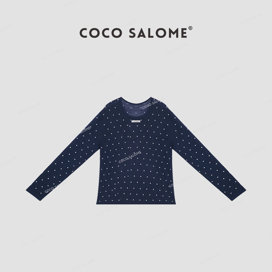 COCOSALOME⒁【吱吱】时尚百搭波点休闲毛衣女士女装衣服长袖065Y