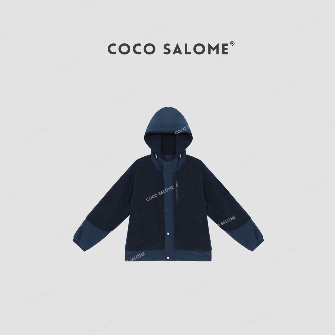 COCOSALOME⒁【海的秘密】摇粒绒拼帽百搭轻富家千金奢外套0357