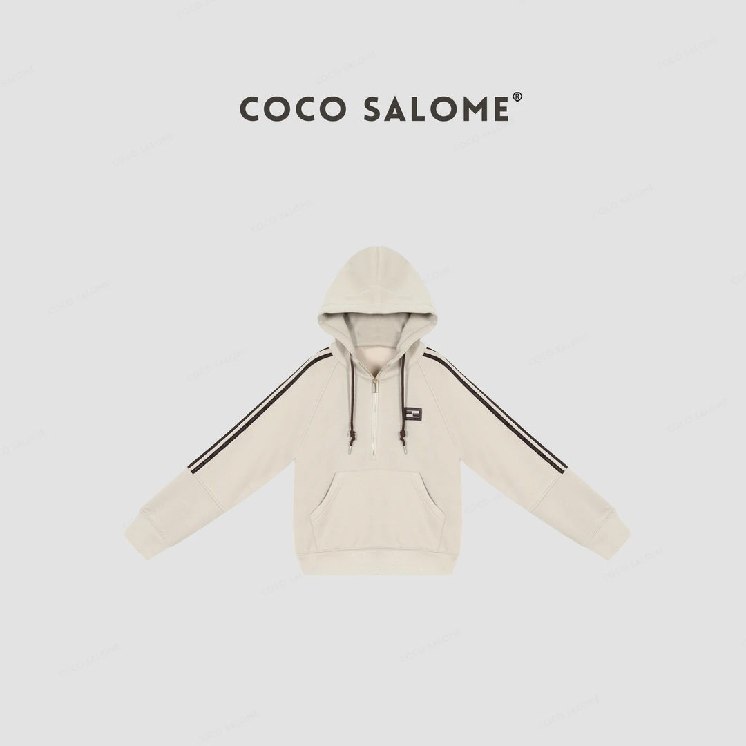 COCOSALOME⒁【镇店之宝】430g撞色连帽休闲富家千金百搭卫衣0456