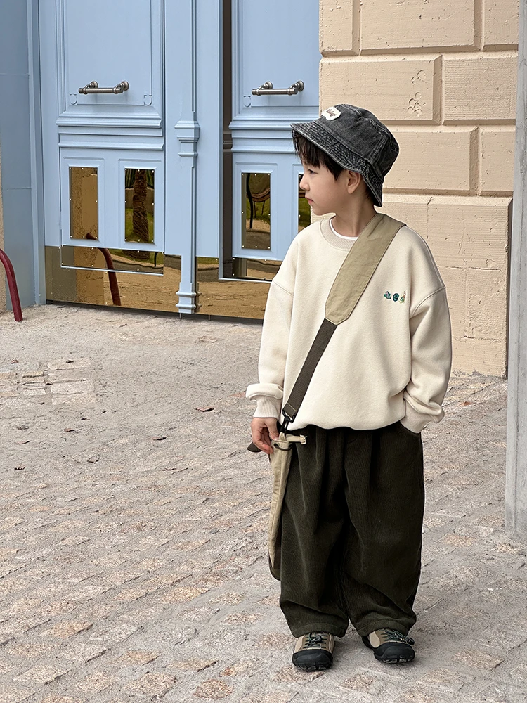 【现货】冬款男童加厚奥粒绒刺绣印花字母保暖卫衣24Z111