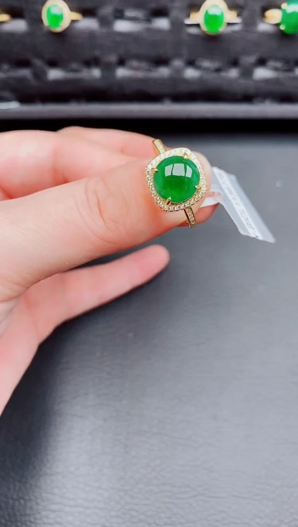 【闪购商品】翡翠戒指银S925镶嵌天然a货翡翠93
