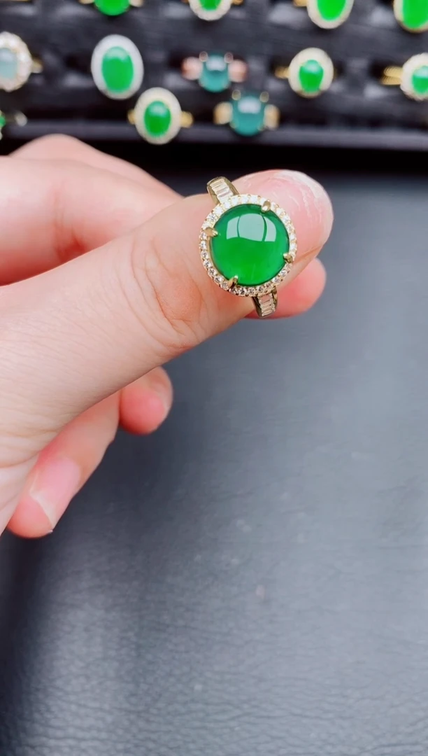 【闪购商品】翡翠戒指银S925镶嵌天然a货翡翠58