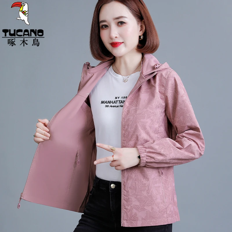 啄木鸟双面穿防风冲锋衣外套2025新款春秋季大码户外运动夹克上衣