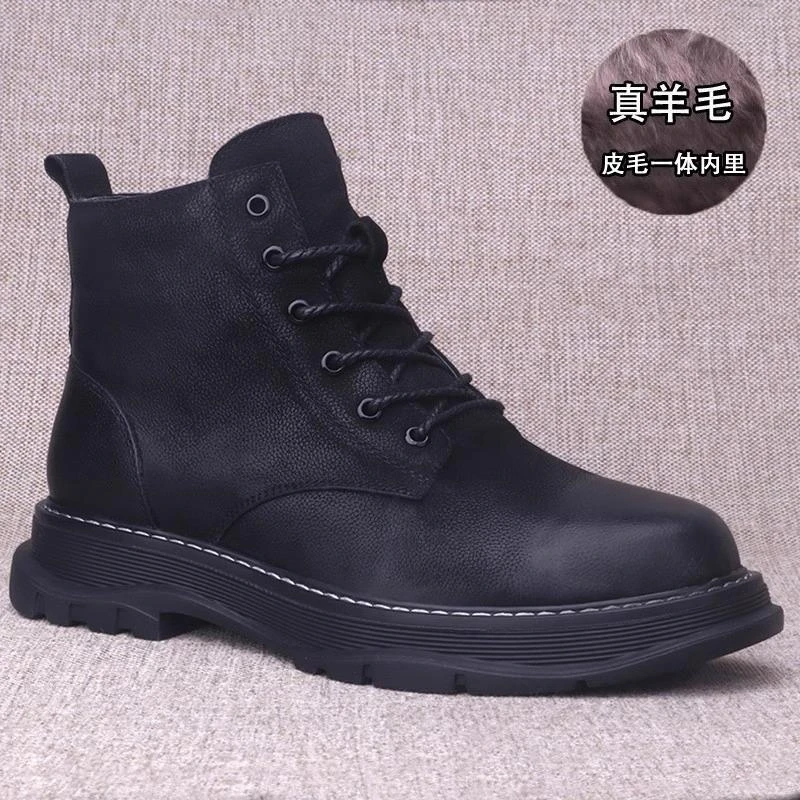 马丁靴男中帮秋季透气2024新款软皮工装靴子英伦高帮男士皮鞋真皮