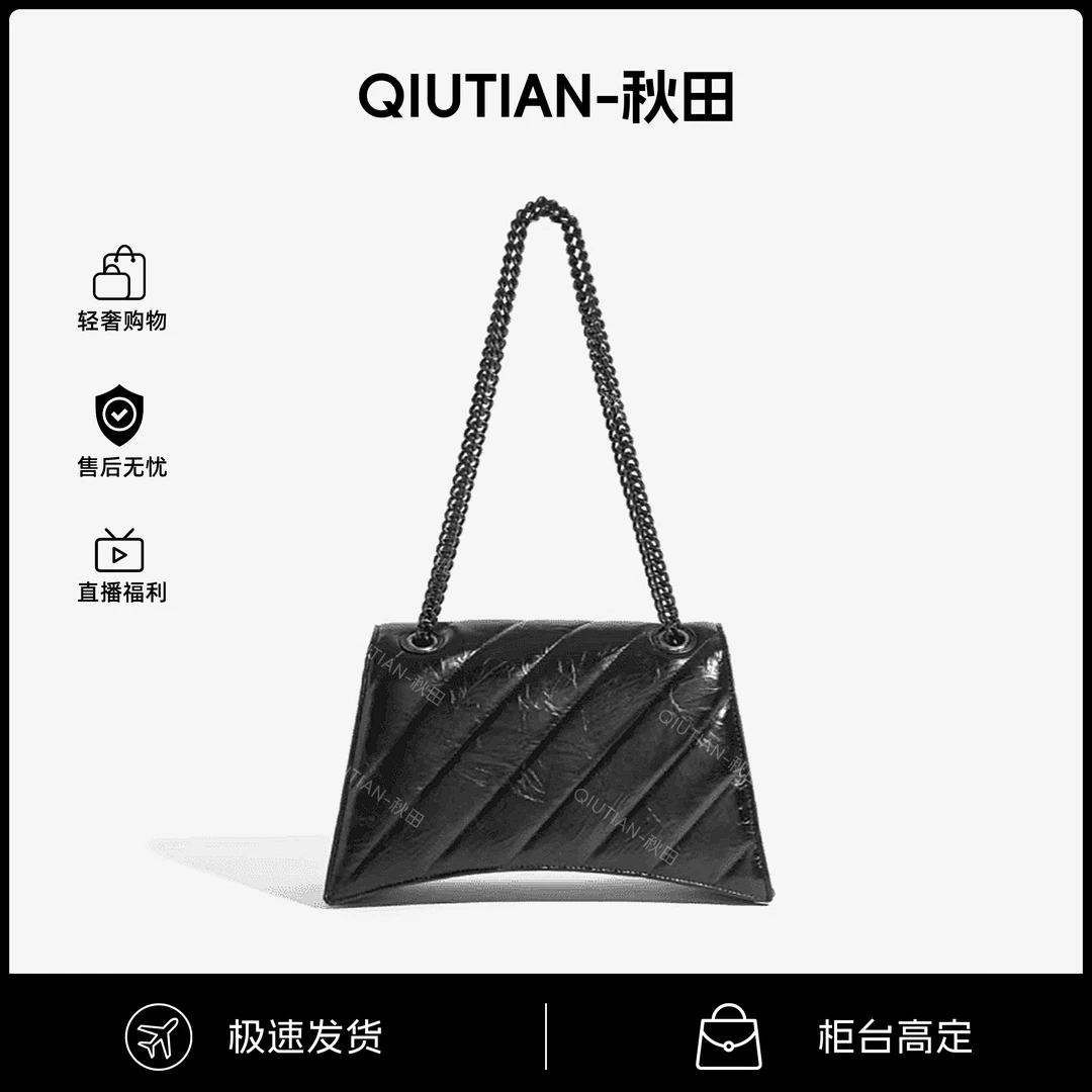 【保证头层牛皮】高级感百搭时尚单肩链条包简约菱格真皮女包8022